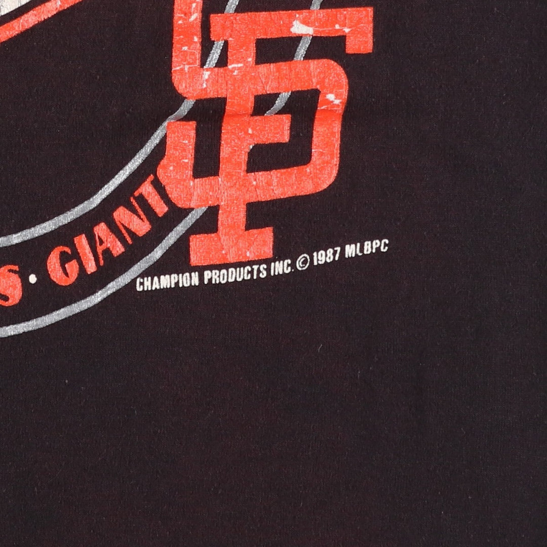 80'S Champion Tricot Tag MLB San Francisco Giants Logo T-Shirt, Made in USA, Women's Size S (Equivalent), Vintage polyester black type Vintage Second Hand
