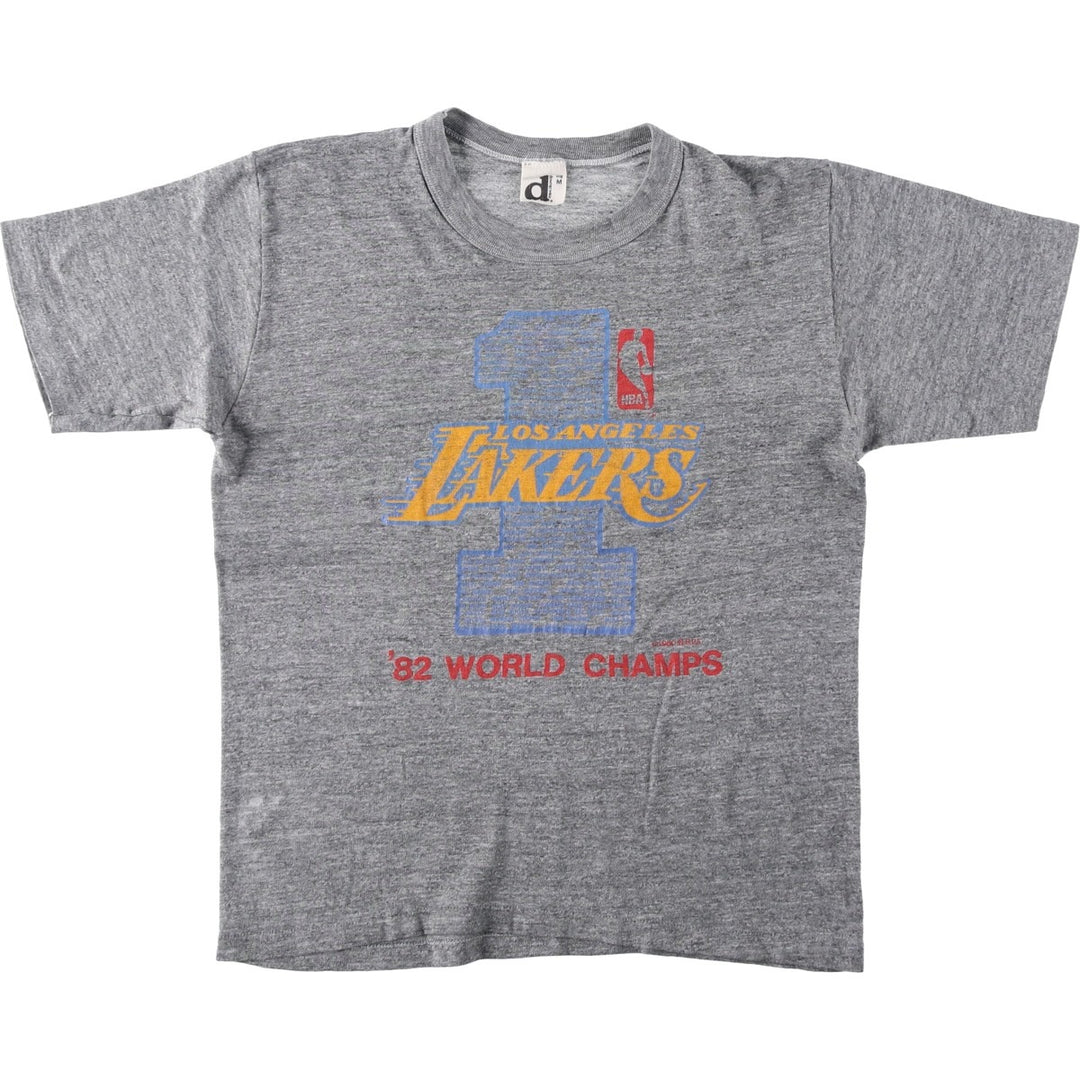 90'S Downerwear NBA Los Angeles Lakers Logo T-Shirt, Made in USA, Women's Size M (approx.), Vintage polyester gray type Vintage Second Hand