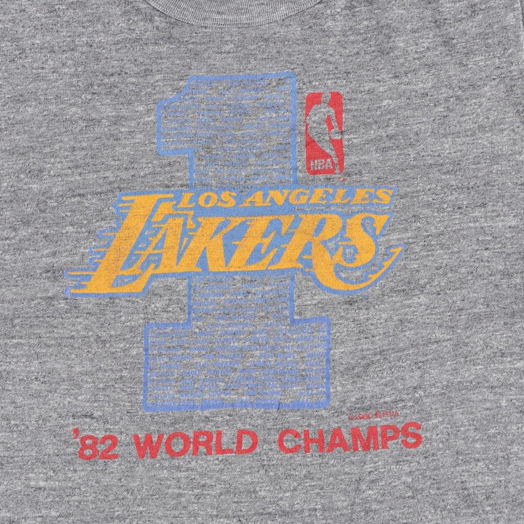90'S Downerwear NBA Los Angeles Lakers Logo T-Shirt, Made in USA, Women's Size M (approx.), Vintage polyester gray type Vintage Second Hand
