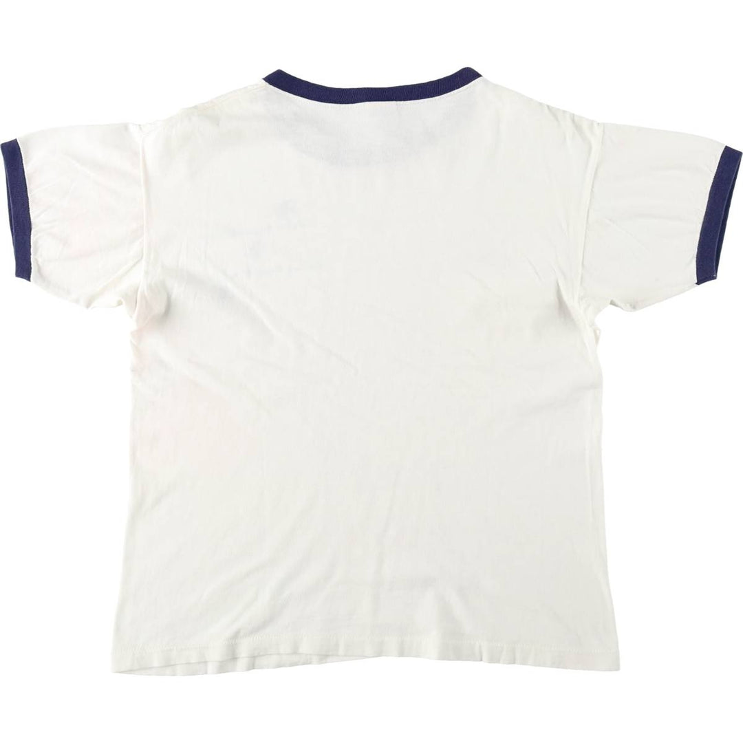 70'S Champion Bar Tag Ringer T-Shirt, Made in USA, Women's Size L (Equivalent), Vintage cotton white type Vintage Second Hand