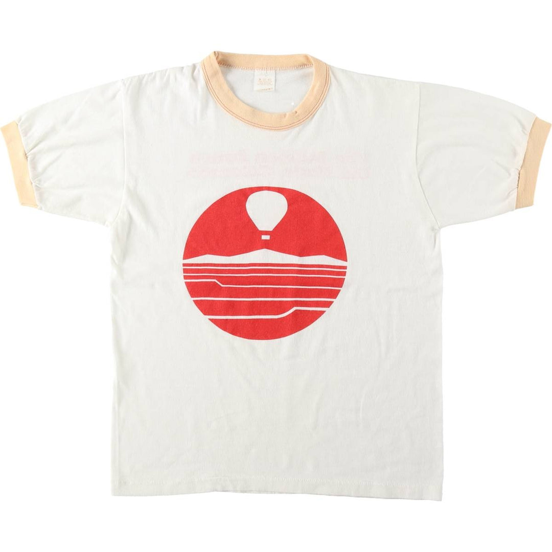 SPRINGFOOT Ringer T-Shirt, Made in USA, Men's Size M (Equivalent), Vintage polyester white type Vintage Second Hand