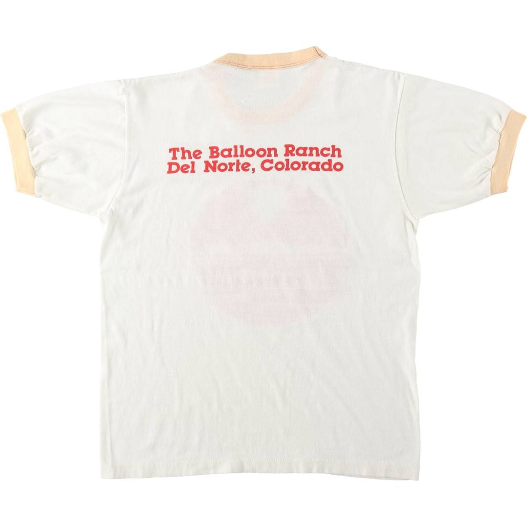 SPRINGFOOT Ringer T-Shirt, Made in USA, Men's Size M (Equivalent), Vintage polyester white type Vintage Second Hand
