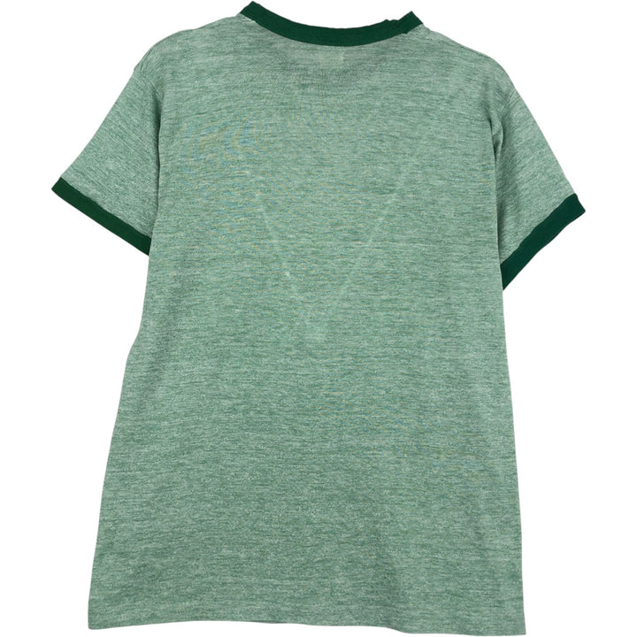 ~80'S Russell Triple Print Ringer T-Shirt, Made in USA, Women's Size M (Equivalent), Vintage cotton green type Vintage Second Hand