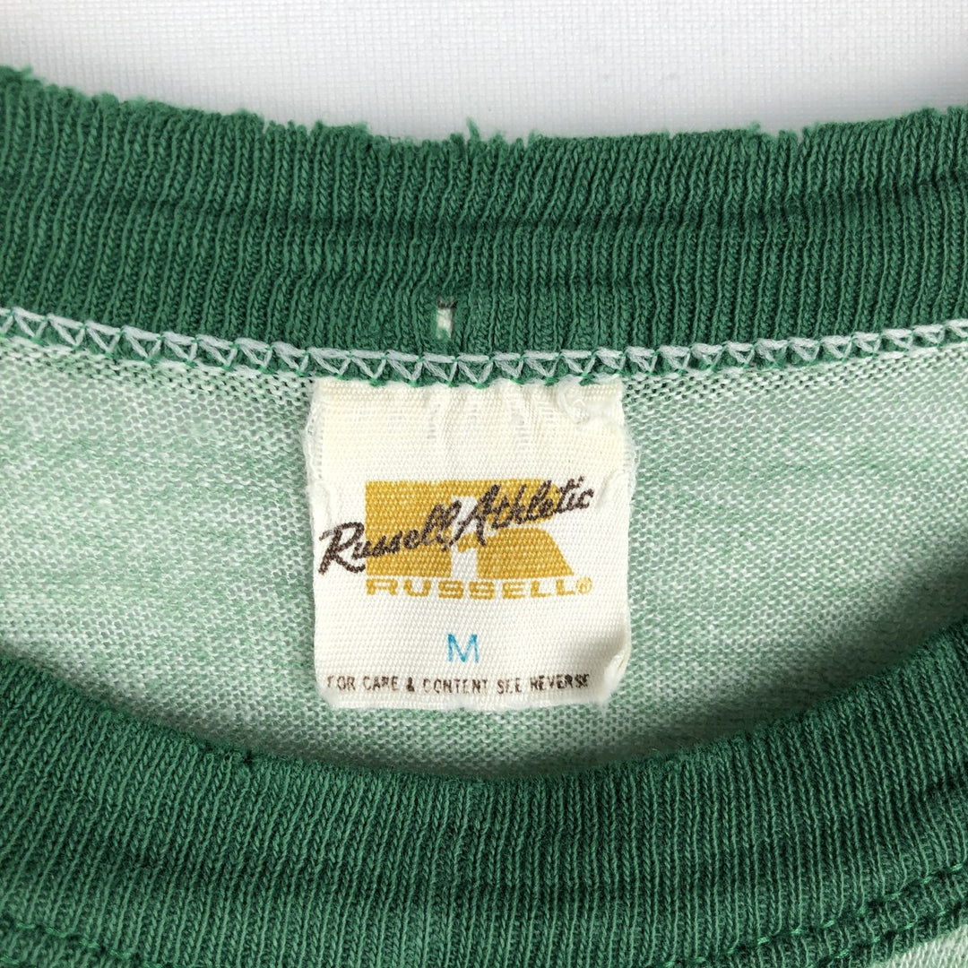 ~80'S Russell Triple Print Ringer T-Shirt, Made in USA, Women's Size M (Equivalent), Vintage cotton green type Vintage Second Hand