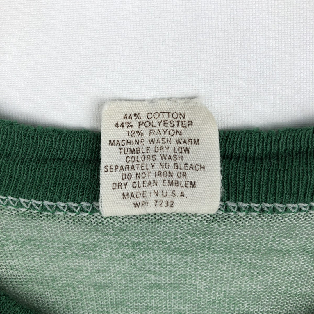 ~80'S Russell Triple Print Ringer T-Shirt, Made in USA, Women's Size M (Equivalent), Vintage cotton green type Vintage Second Hand