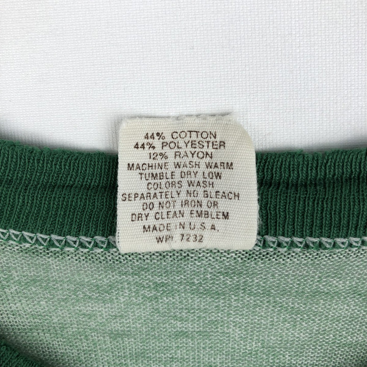 ~80'S Russell Triple Print Ringer T-Shirt, Made in USA, Women's Size M (Equivalent), Vintage cotton green type Vintage Second Hand