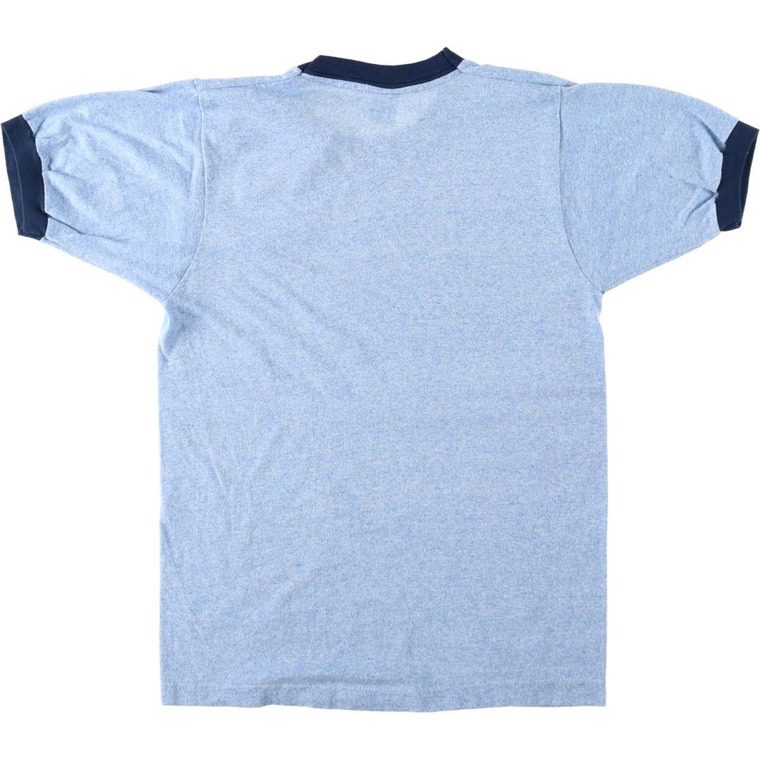 80'S Screen Stars Ringer T-Shirt, Made in USA, Women's Size S (Equivalent), Vintage cotton blue type Vintage Second Hand