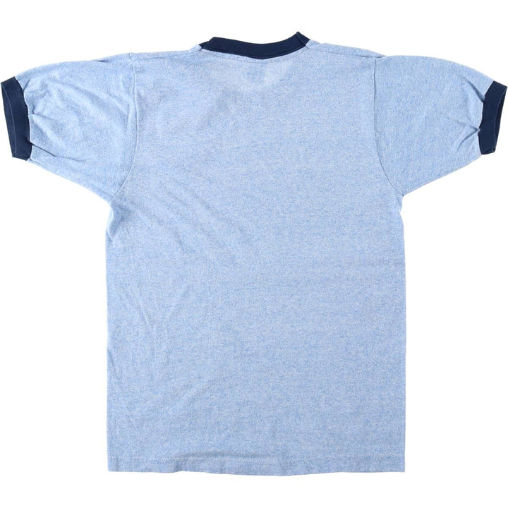 80'S Screen Stars Ringer T-Shirt, Made in USA, Women's Size S (Equivalent), Vintage cotton blue type Vintage Second Hand