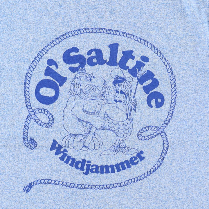 80'S Screen Stars Ringer T-Shirt, Made in USA, Women's Size S (Equivalent), Vintage cotton blue type Vintage Second Hand