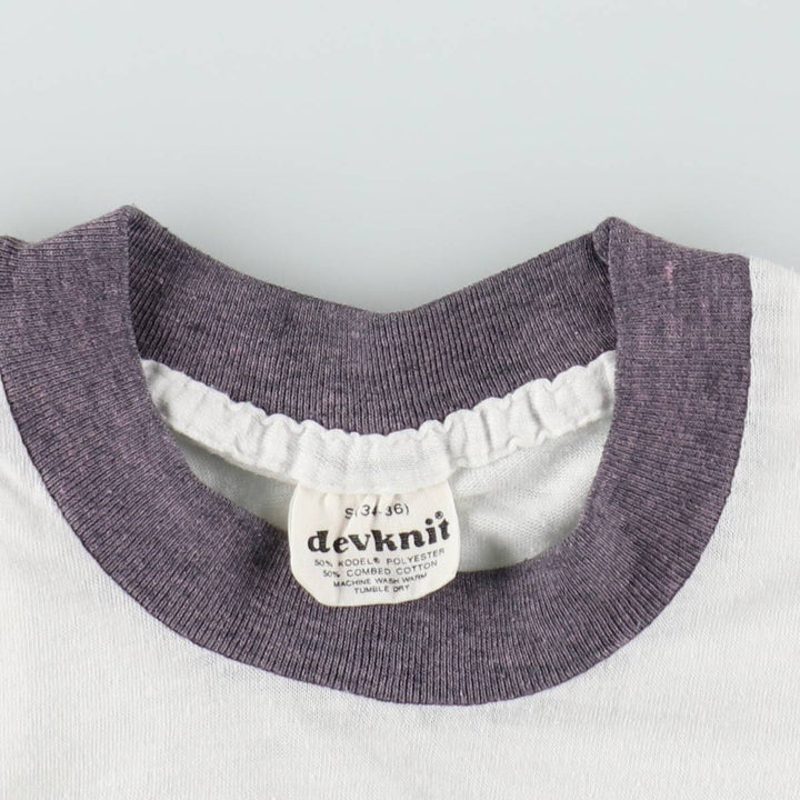 70s-80'S Devknit Ringer T-shirt, Women's Size S (approx.), Vintage polyester white type Vintage Second Hand