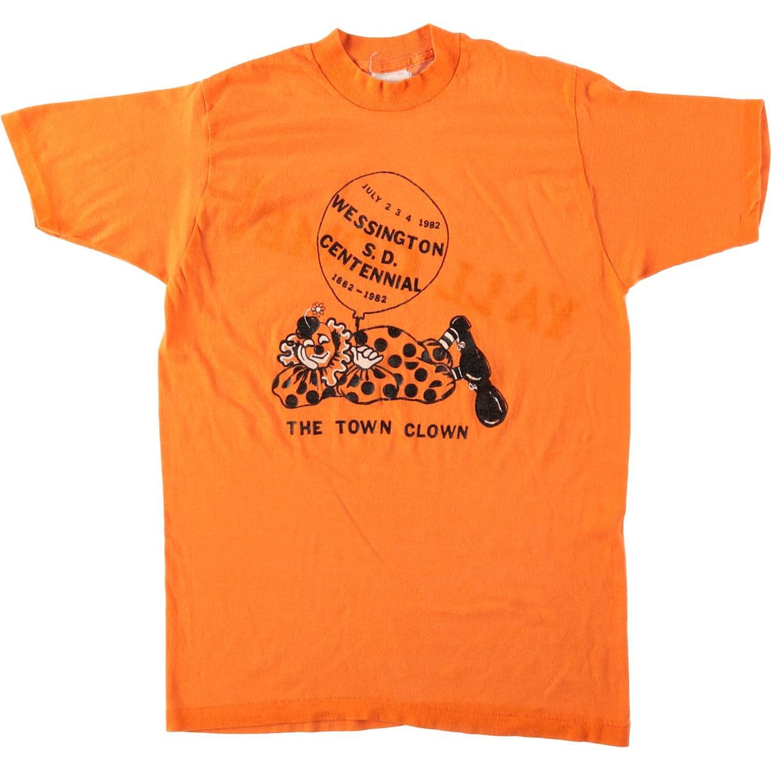 80'S Printed T-Shirt, Made in USA, Men's Size M (Equivalent), Vintage unclear orange type Vintage Second Hand