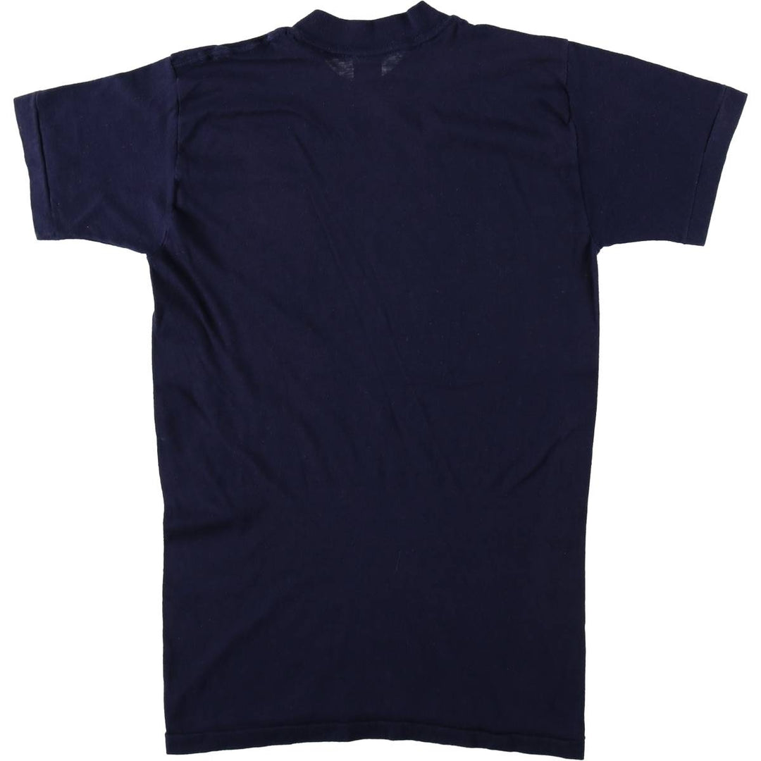 80'S Devknit printed t-shirt, men's size M equivalent, vintage. polyester navy blue type Vintage Second Hand
