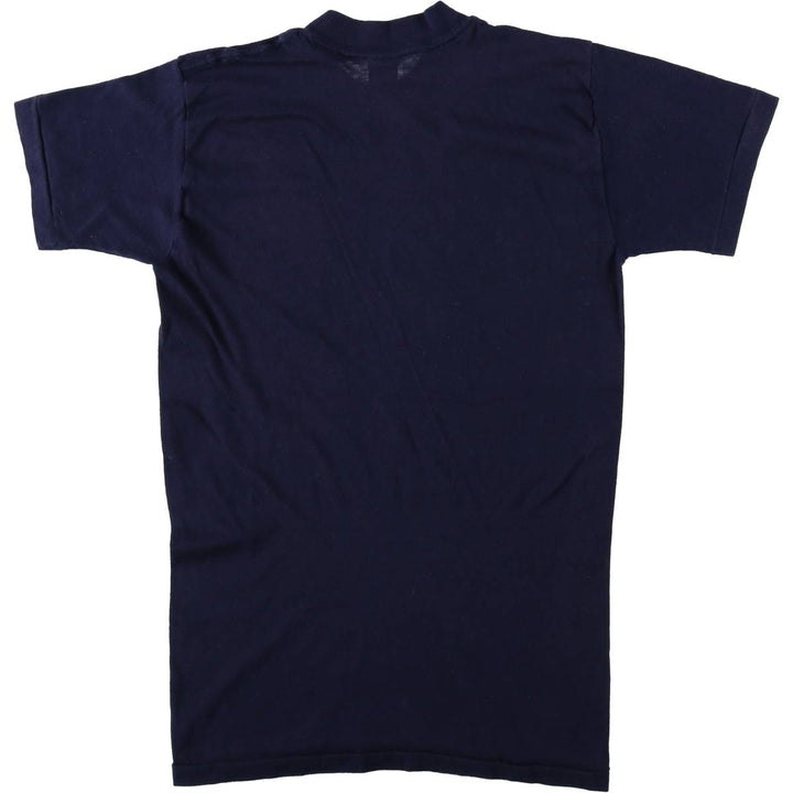 80'S Devknit printed t-shirt, men's size M equivalent, vintage. polyester navy blue type Vintage Second Hand
