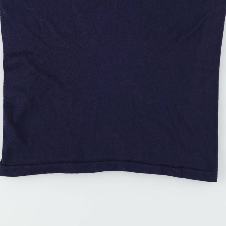 80'S Devknit printed t-shirt, men's size M equivalent, vintage. polyester navy blue type Vintage Second Hand