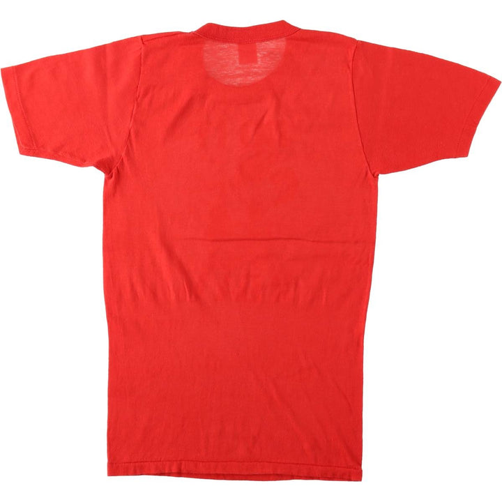 80'S printed T-shirt, made in USA, men's size S equivalent, vintage. polyester red type Vintage Second Hand