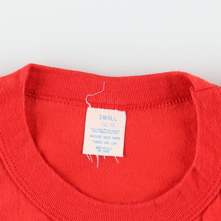 80'S printed T-shirt, made in USA, men's size S equivalent, vintage. polyester red type Vintage Second Hand