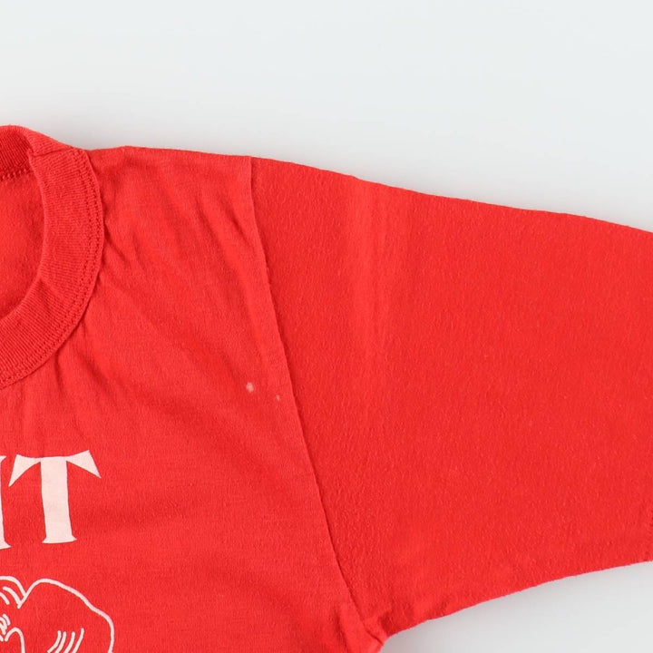80'S printed T-shirt, made in USA, men's size S equivalent, vintage. polyester red type Vintage Second Hand