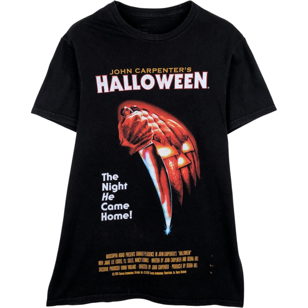 Halloween Print Movie T-Shirt (Women's Size S) cotton black type Vintage Second Hand
