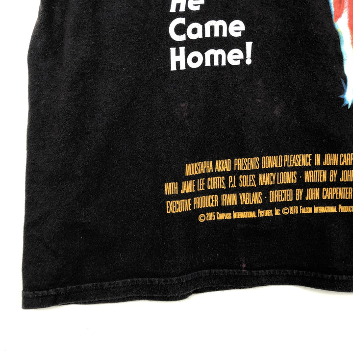 Halloween Print Movie T-Shirt (Women's Size S) cotton black type Vintage Second Hand