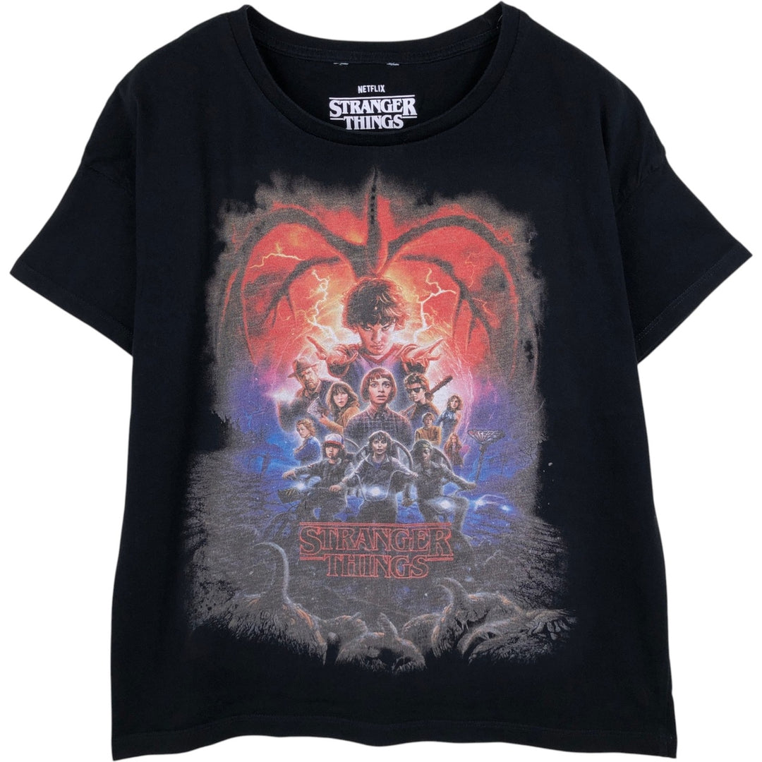STRANGER THINGS Movie T-Shirt (Women's Size M) unclear black type Vintage Second Hand