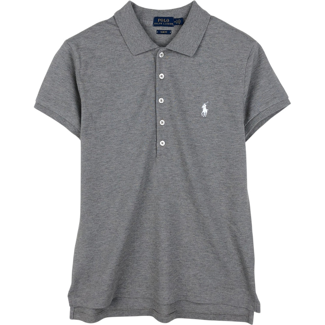 Ralph Lauren POLO RALPH LAUREN SLIM FIT Short-Sleeve Polo Shirt (Women's Size S) unclear gray type Vintage Second Hand