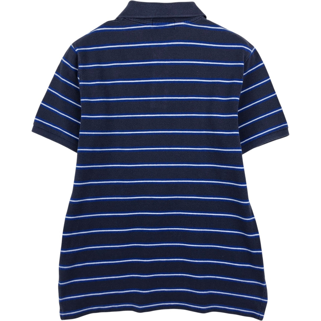 Ralph Lauren POLO RALPH LAUREN Short-Sleeve Striped Polo Shirt, Women's Size L (approx.) cotton navy blue type Vintage Second Hand