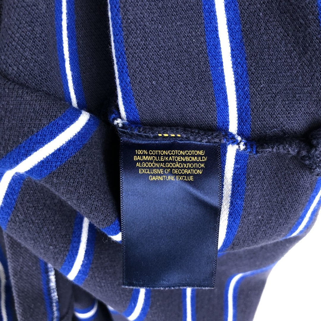 Ralph Lauren POLO RALPH LAUREN Short-Sleeve Striped Polo Shirt, Women's Size L (approx.) cotton navy blue type Vintage Second Hand