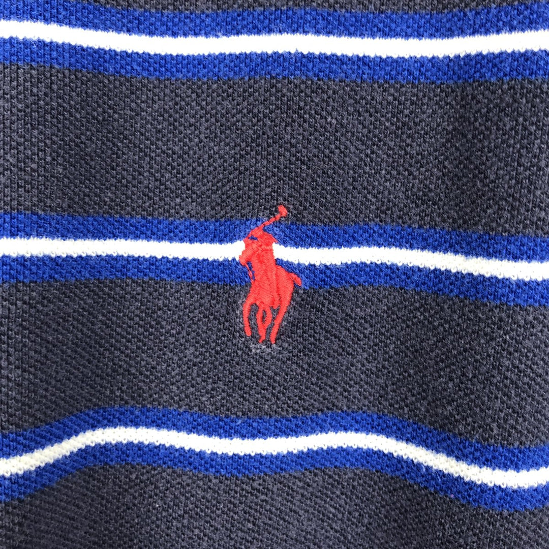 Ralph Lauren POLO RALPH LAUREN Short-Sleeve Striped Polo Shirt, Women's Size L (approx.) cotton navy blue type Vintage Second Hand