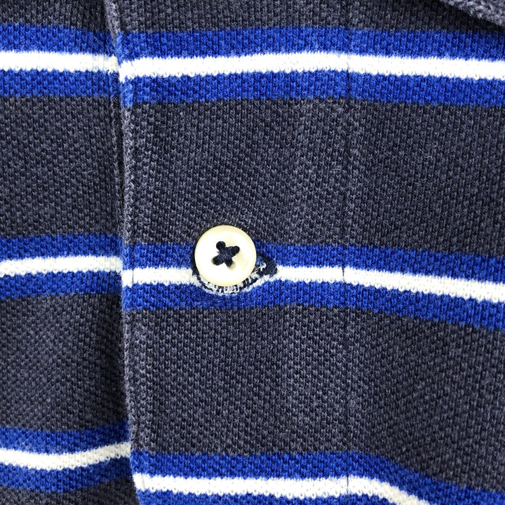 Ralph Lauren POLO RALPH LAUREN Short-Sleeve Striped Polo Shirt, Women's Size L (approx.) cotton navy blue type Vintage Second Hand