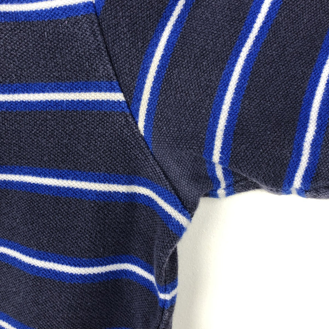 Ralph Lauren POLO RALPH LAUREN Short-Sleeve Striped Polo Shirt, Women's Size L (approx.) cotton navy blue type Vintage Second Hand