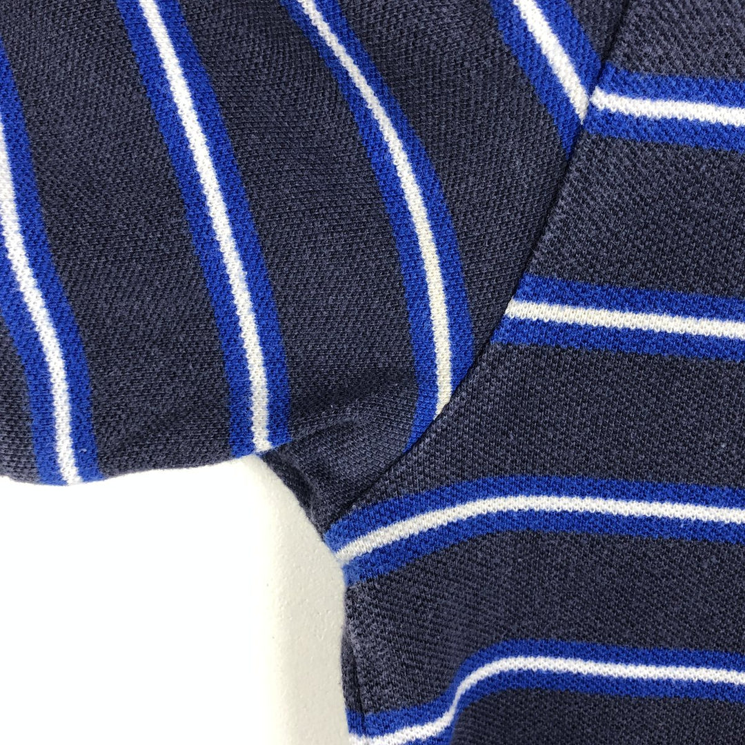 Ralph Lauren POLO RALPH LAUREN Short-Sleeve Striped Polo Shirt, Women's Size L (approx.) cotton navy blue type Vintage Second Hand