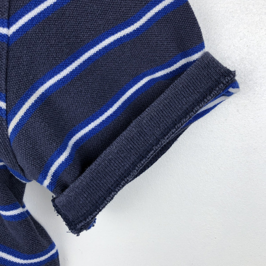 Ralph Lauren POLO RALPH LAUREN Short-Sleeve Striped Polo Shirt, Women's Size L (approx.) cotton navy blue type Vintage Second Hand