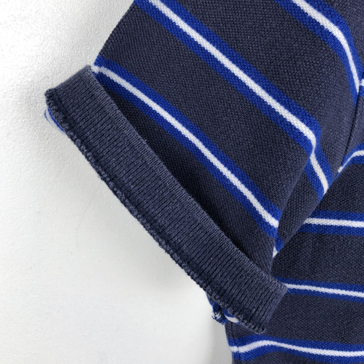 Ralph Lauren POLO RALPH LAUREN Short-Sleeve Striped Polo Shirt, Women's Size L (approx.) cotton navy blue type Vintage Second Hand