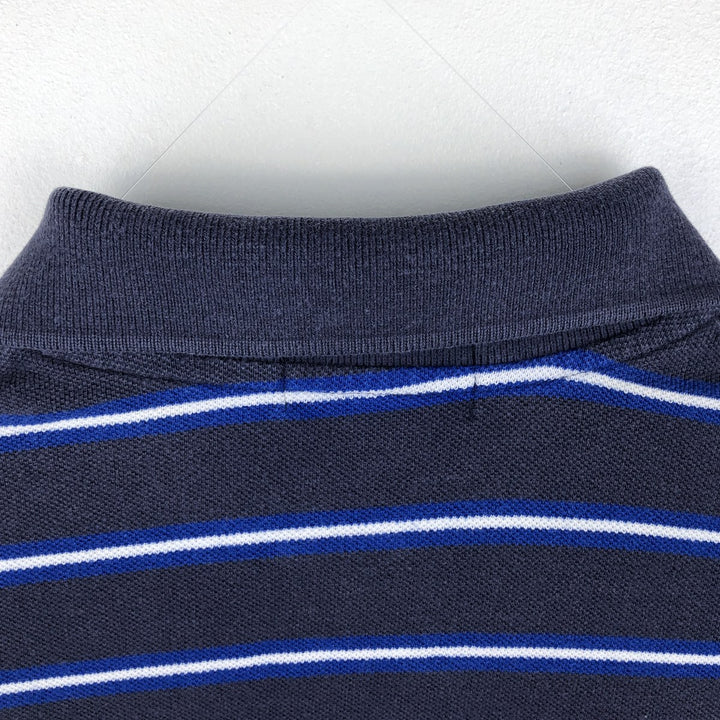 Ralph Lauren POLO RALPH LAUREN Short-Sleeve Striped Polo Shirt, Women's Size L (approx.) cotton navy blue type Vintage Second Hand