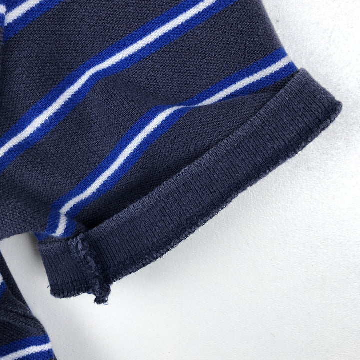 Ralph Lauren POLO RALPH LAUREN Short-Sleeve Striped Polo Shirt, Women's Size L (approx.) cotton navy blue type Vintage Second Hand
