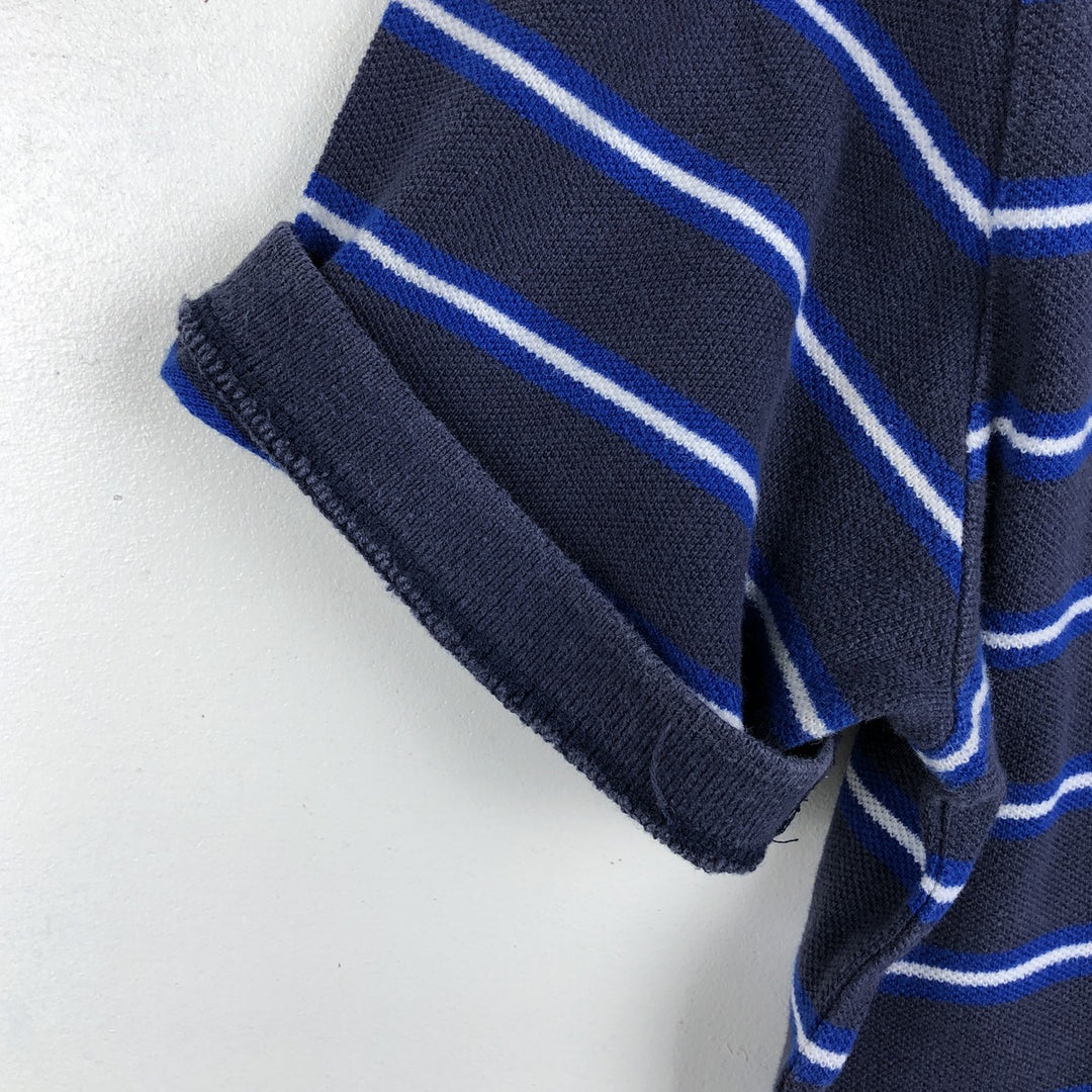 Ralph Lauren POLO RALPH LAUREN Short-Sleeve Striped Polo Shirt, Women's Size L (approx.) cotton navy blue type Vintage Second Hand