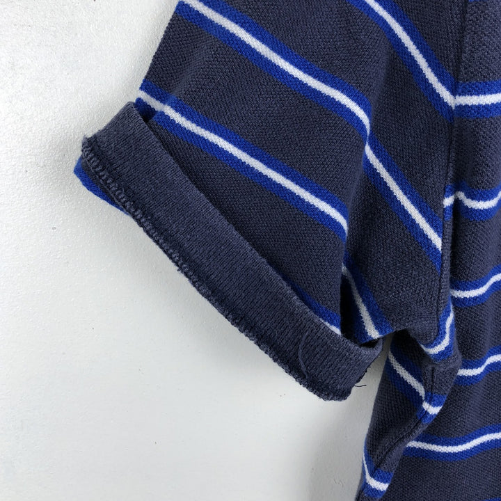 Ralph Lauren POLO RALPH LAUREN Short-Sleeve Striped Polo Shirt, Women's Size L (approx.) cotton navy blue type Vintage Second Hand