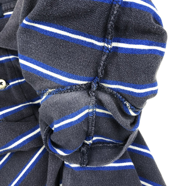 Ralph Lauren POLO RALPH LAUREN Short-Sleeve Striped Polo Shirt, Women's Size L (approx.) cotton navy blue type Vintage Second Hand