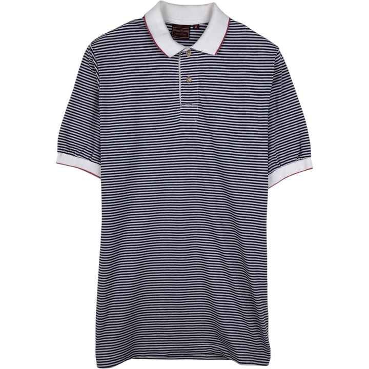 1970'S Ralph Lauren CHAPS Short-Sleeve Striped Polo Shirt, Women's Size M (approx.), Vintage cotton navy blue type Vintage Second Hand