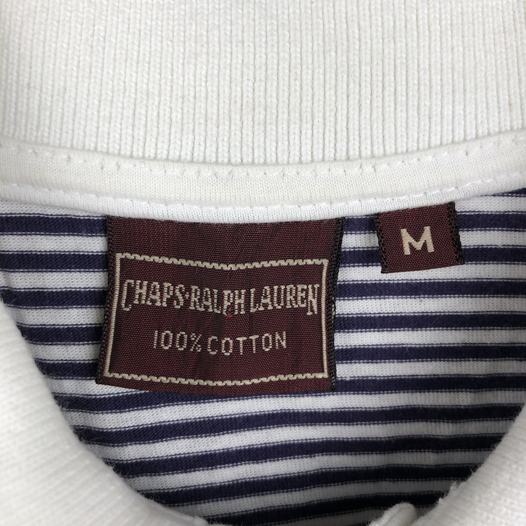 1970'S Ralph Lauren CHAPS Short-Sleeve Striped Polo Shirt, Women's Size M (approx.), Vintage cotton navy blue type Vintage Second Hand