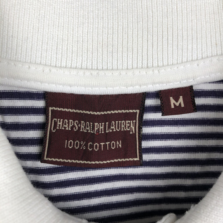 1970'S Ralph Lauren CHAPS Short-Sleeve Striped Polo Shirt, Women's Size M (approx.), Vintage cotton navy blue type Vintage Second Hand