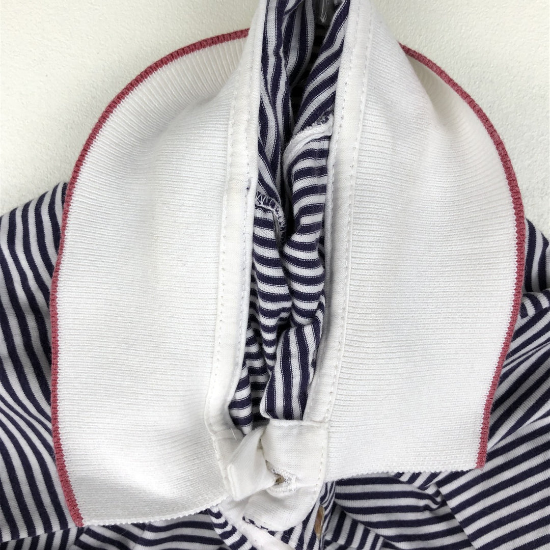 1970'S Ralph Lauren CHAPS Short-Sleeve Striped Polo Shirt, Women's Size M (approx.), Vintage cotton navy blue type Vintage Second Hand