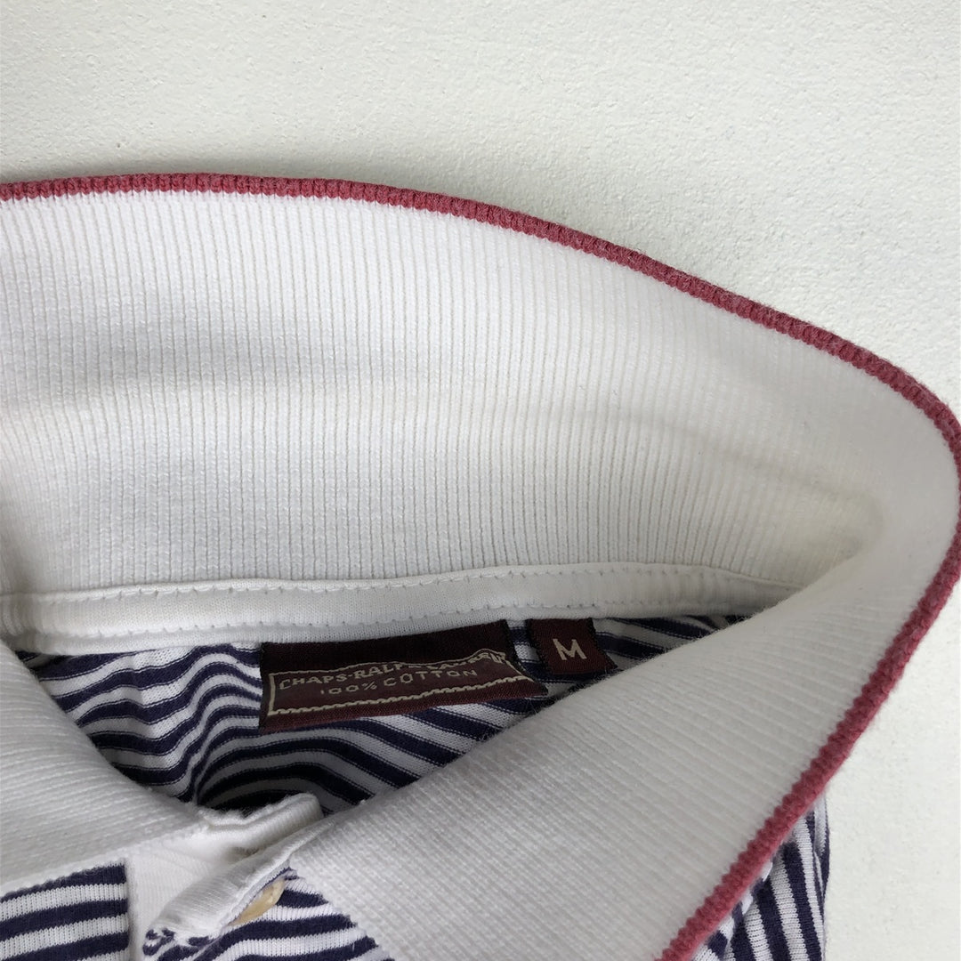 1970'S Ralph Lauren CHAPS Short-Sleeve Striped Polo Shirt, Women's Size M (approx.), Vintage cotton navy blue type Vintage Second Hand