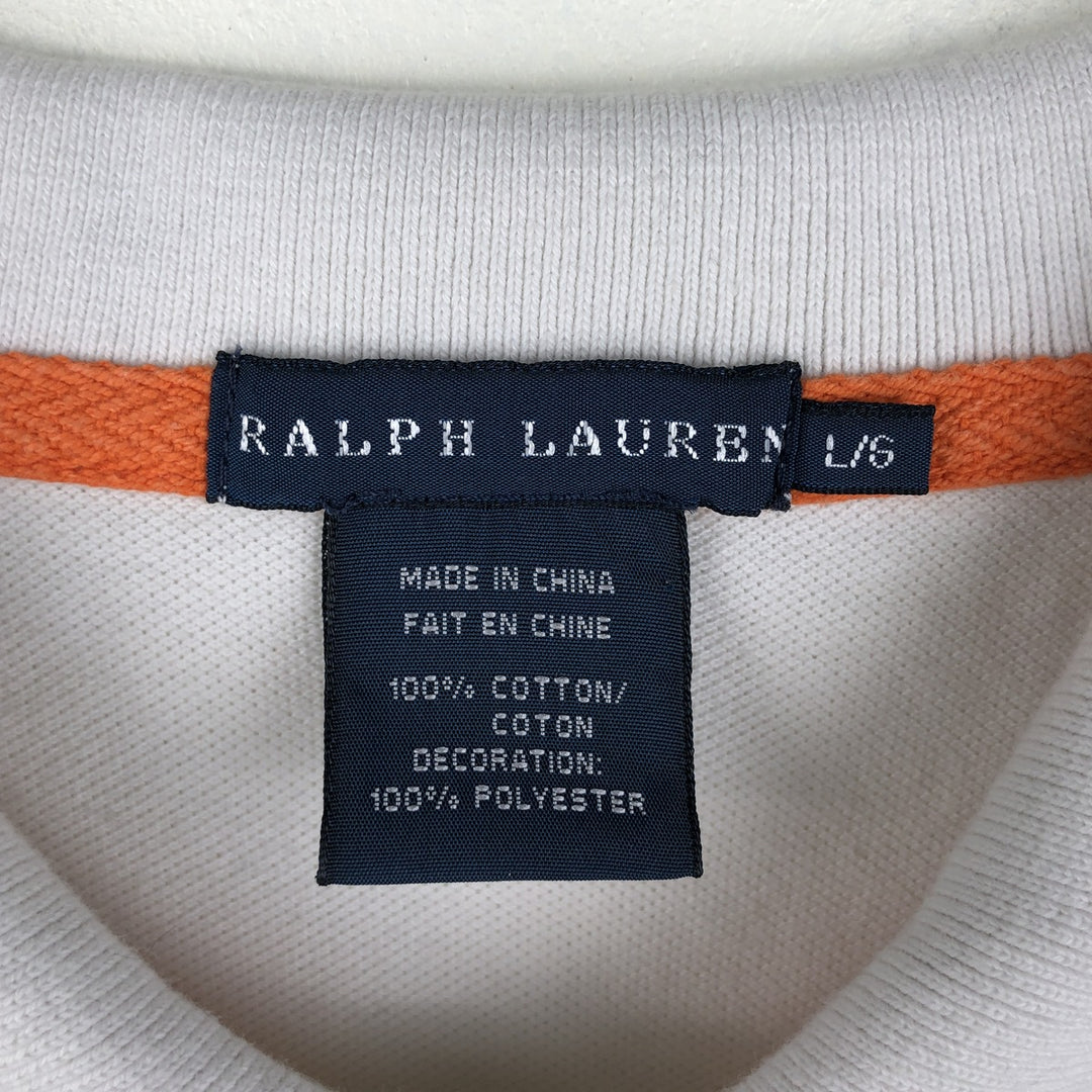 Ralph Lauren Big Pony Short-Sleeve Polo Shirt, Women's Size L (approx.) cotton white type Vintage Second Hand