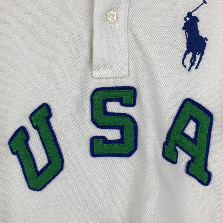 Ralph Lauren Big Pony Short-Sleeve Polo Shirt, Women's Size L (approx.) cotton white type Vintage Second Hand