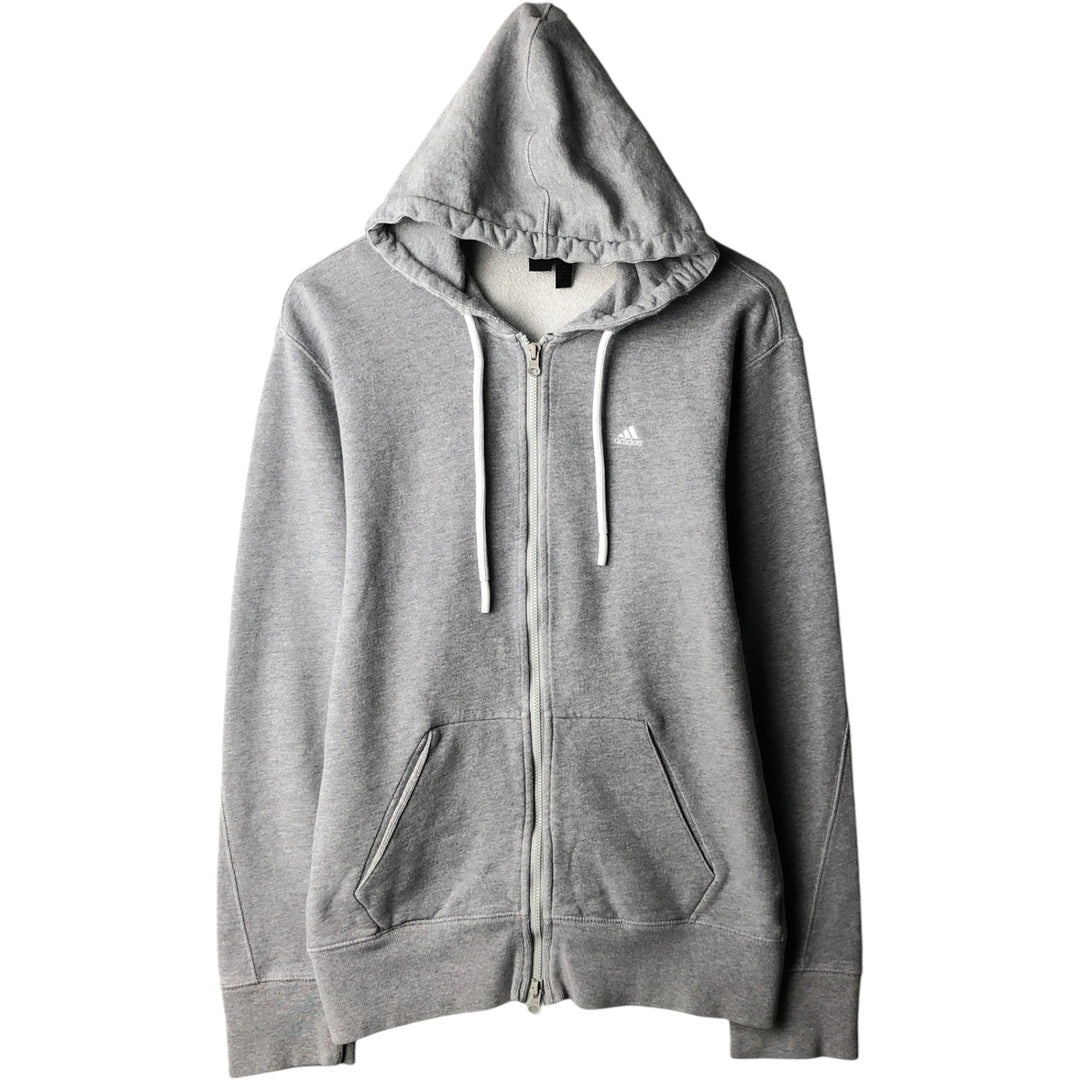 Adidas full-zip sweatshirt hoodie, women's size M (approx.) cotton gray type Vintage Second Hand