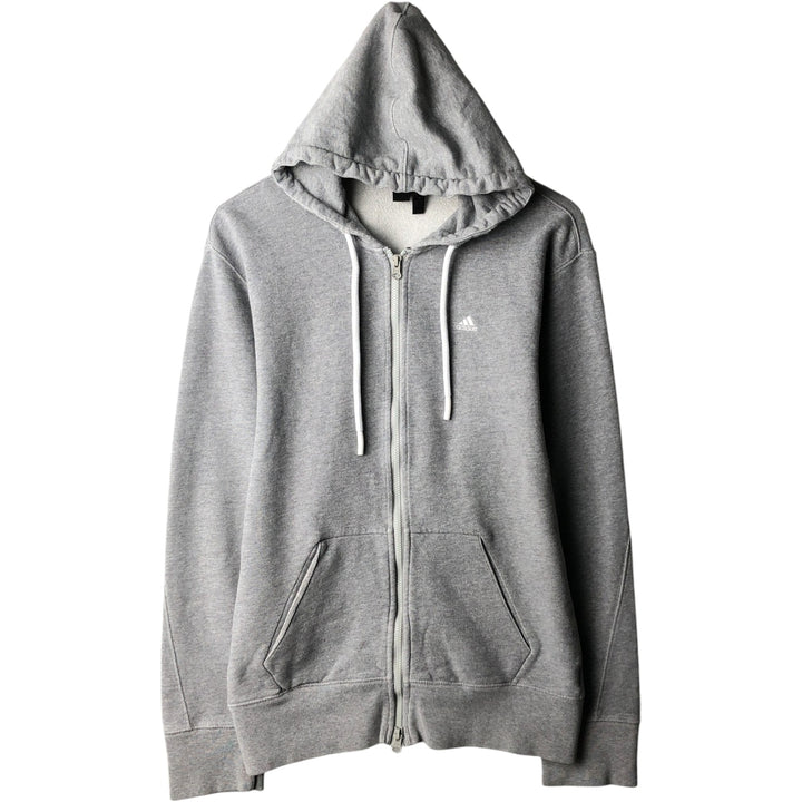 Adidas full-zip sweatshirt hoodie, women's size M (approx.) cotton gray type Vintage Second Hand