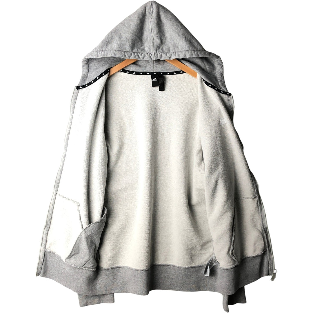 Adidas full-zip sweatshirt hoodie, women's size M (approx.) cotton gray type Vintage Second Hand