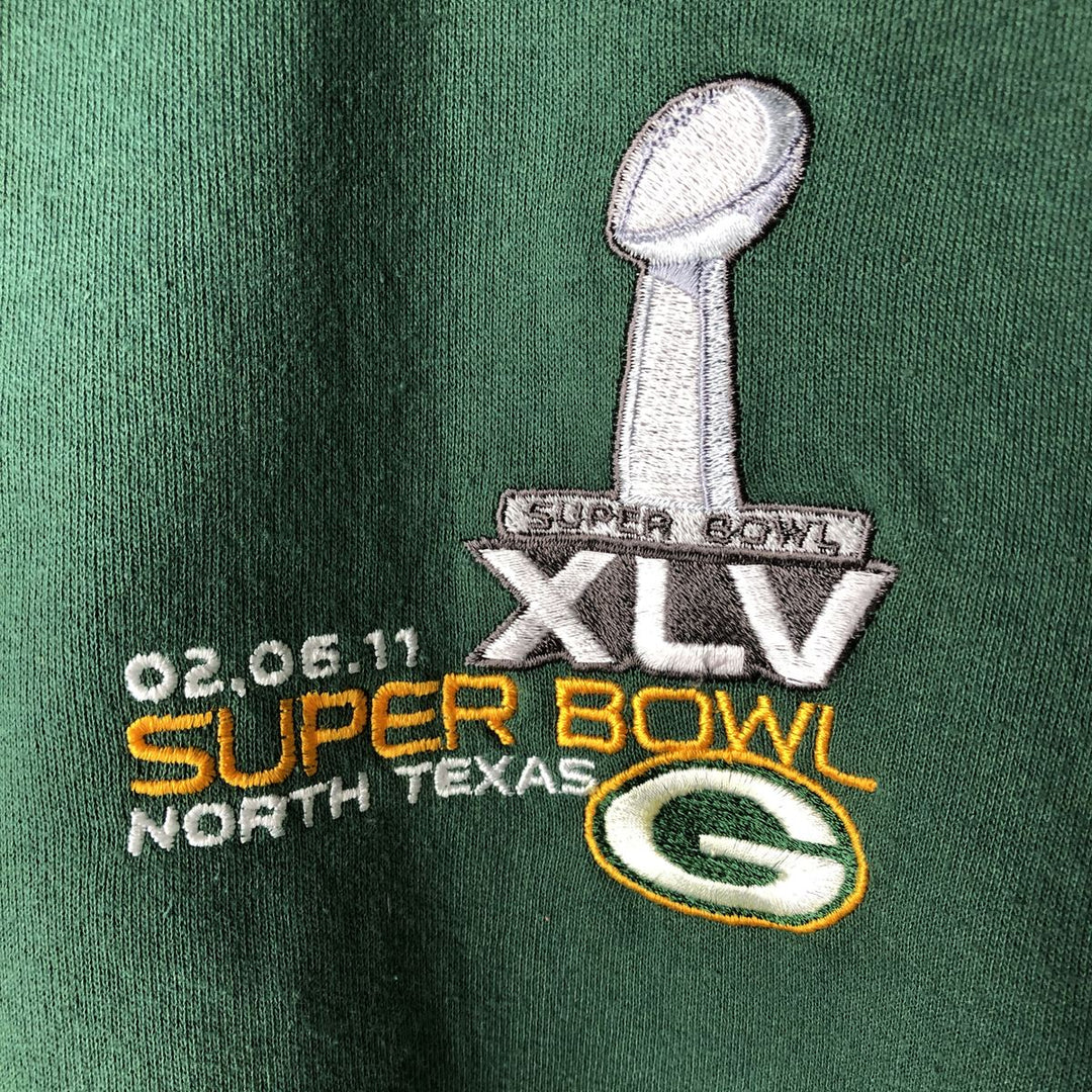 NFL TEAM APPAREL 45th Super Bowl NFL Green Bay Packers Full-Zip Sweatshirt Hoodie (Women's Size L) cotton green type Vintage Second Hand