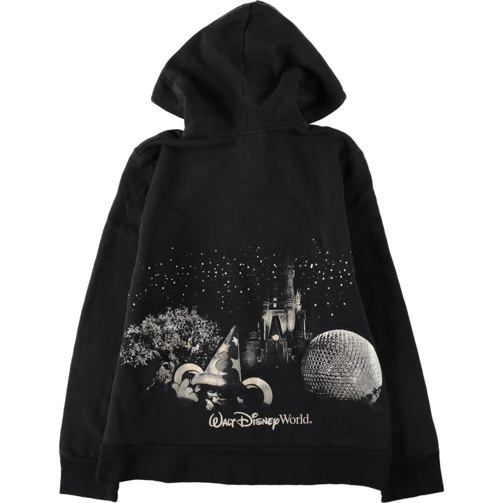 DISNEY PARKS Sweat Full-Zip Hoodie, Women's Size XL (approx.) cotton black type Vintage Second Hand